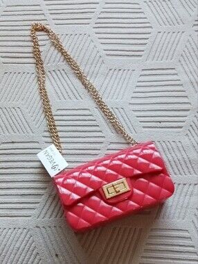 Red Quilted Crossbody with Gold Chain Strap